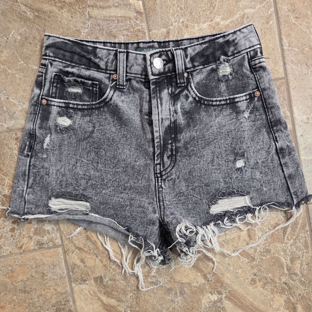 Wild Fable Highest Rise Cutoff Shorts Grey Acid Wash Distressed Denim Size 0 Y2K